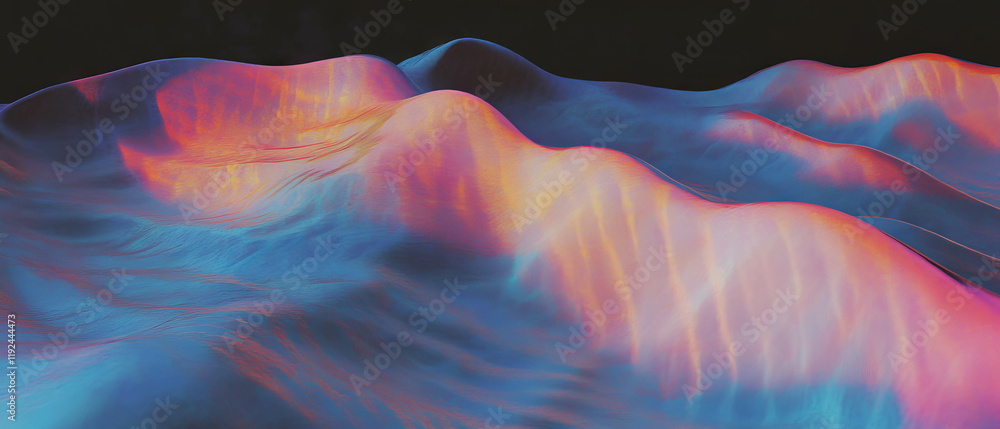 Poster exploring the dynamic interplay of abstract sound waves and visual vibrations in vivid colors