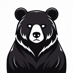 Black bear flat design. isolated on white background