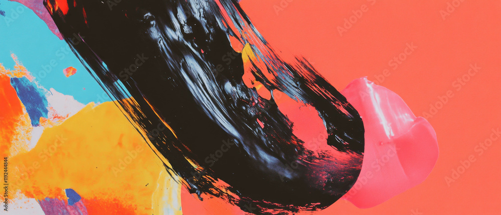 Poster Vibrant expression of abstract shapes with bold colors in a dynamic composition