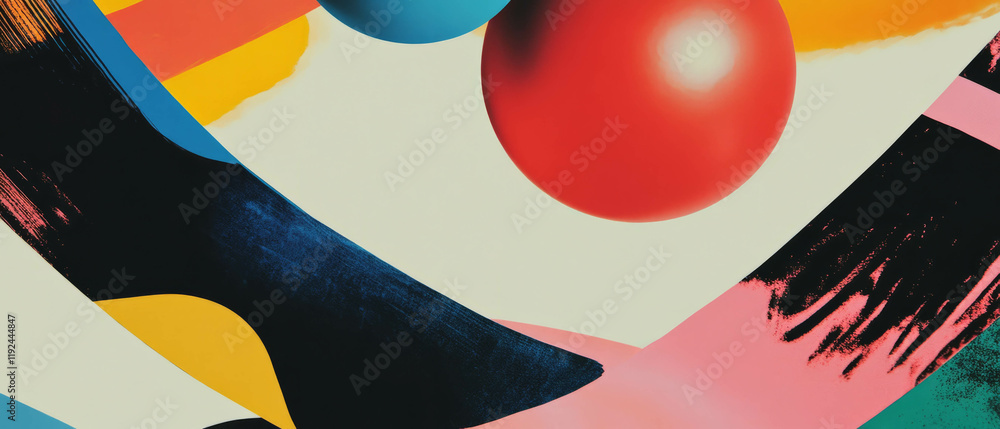 Poster Bold abstract shapes with contrasting colors create striking visual impact