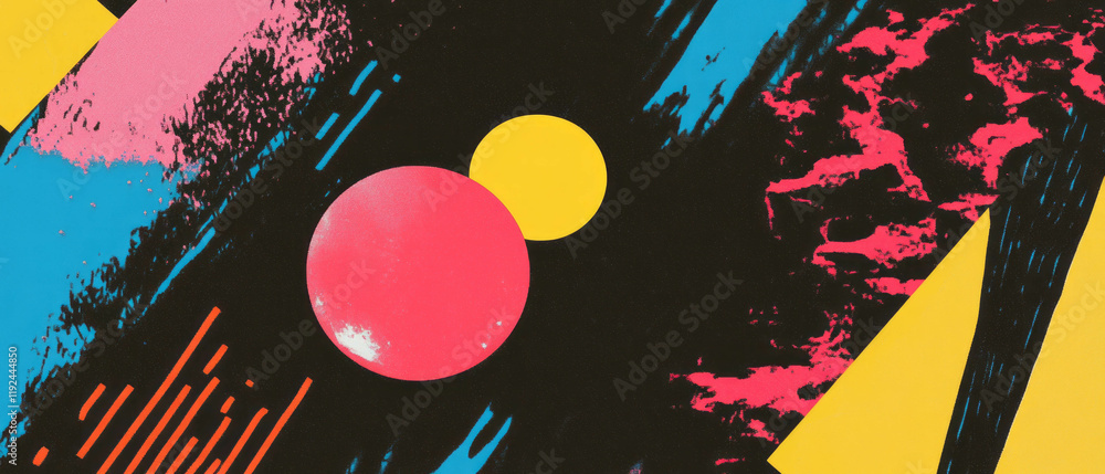 Poster Bold shapes and vibrant colors create an expressive abstract art piece