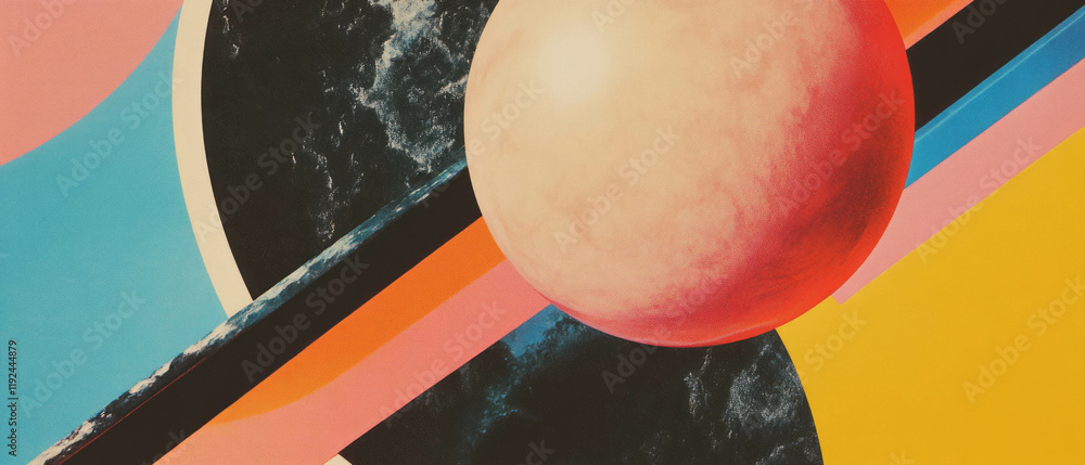 Poster Bold abstract shapes with striking colors create a dynamic visual impact