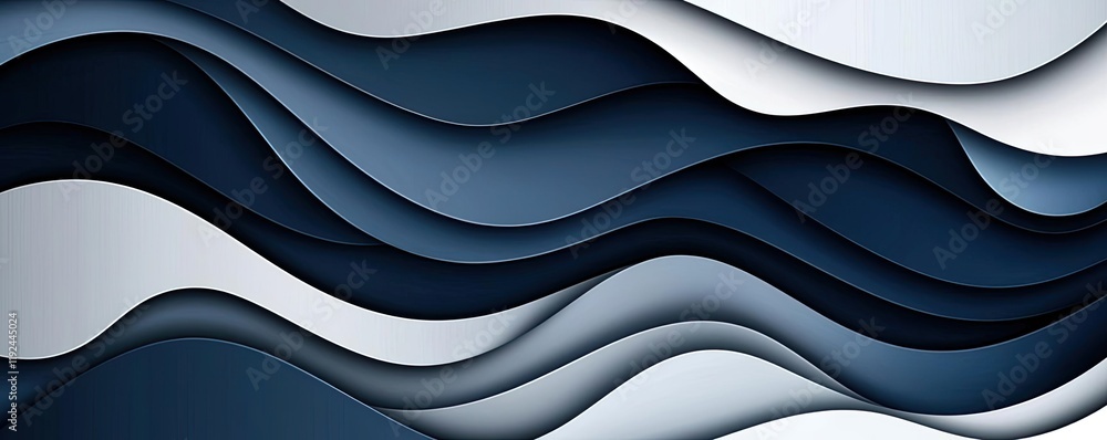Poster Cloudy abstract background concept. A stylish abstract wave design in varying shades of blue and gray, perfect for backgrounds.