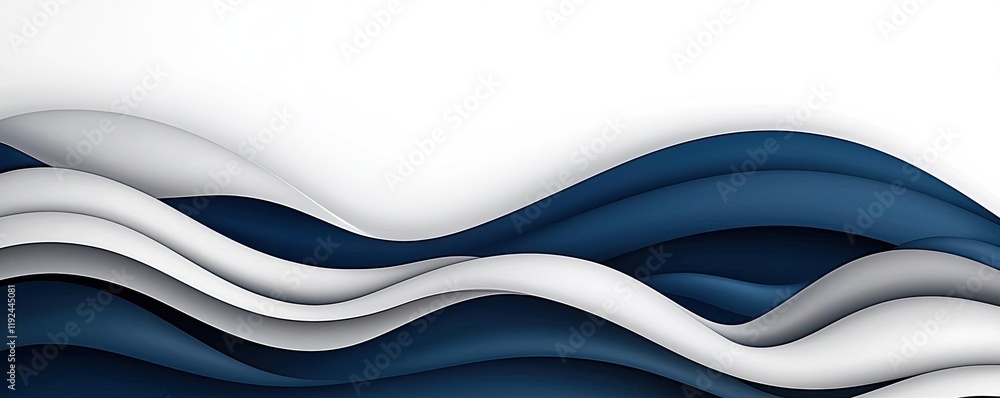 Aufkleber Cloudy abstract background concept. Abstract wave pattern with layers creating a modern, sleek design in blue and white.