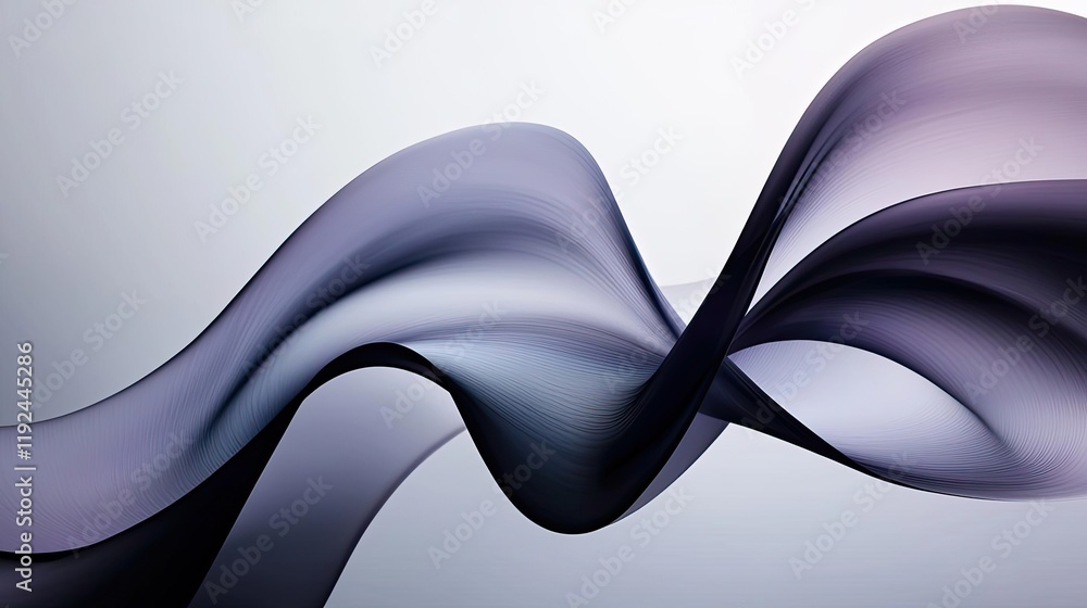 Poster Cloudy abstract background concept. Abstract wave design with smooth curves in soft shades of purple and gray.