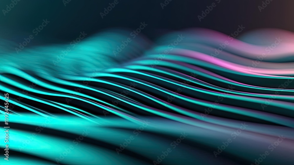 Poster Cloudy abstract background concept. Abstract wavy lines in vibrant colors creating a modern digital aesthetic.