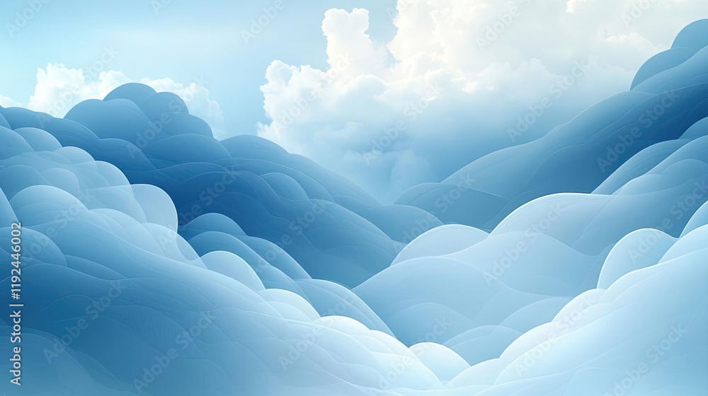 Poster cloudy abstract background concept. a serene view of soft blue clouds in a tranquil sky, creating a 