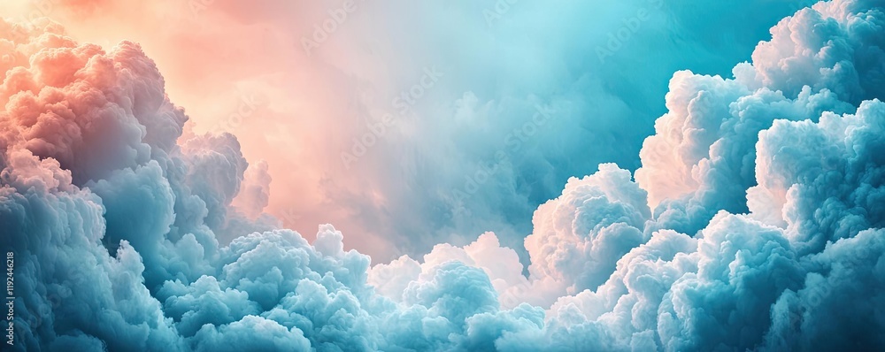 Poster cloudy abstract background concept. vibrant clouds illuminated by warm and cool tones in a serene sk