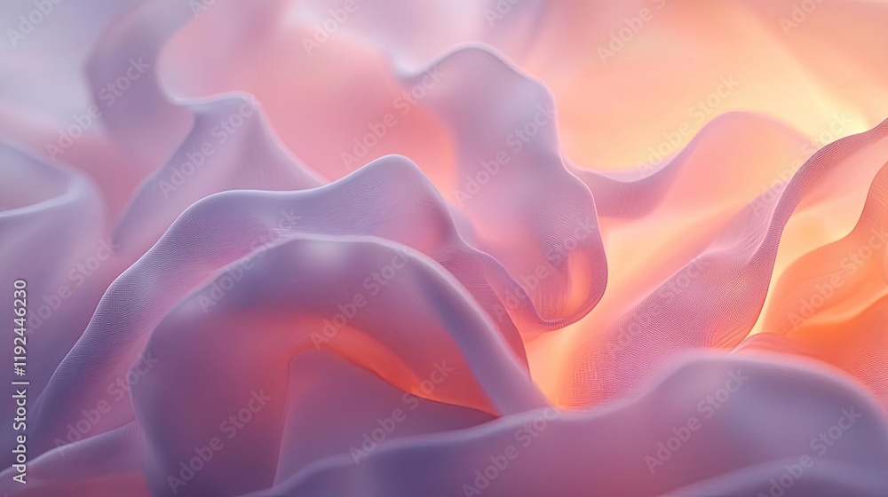 Aufkleber Cloudy abstract background concept. Abstract fabric texture with soft flowing waves and pastel color gradients.