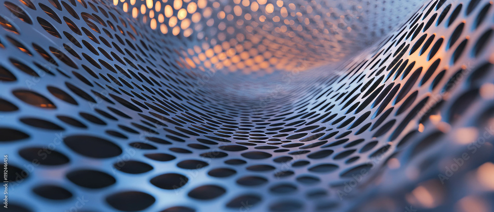 Poster Aluminum mesh with interwoven wires creating an open texture design