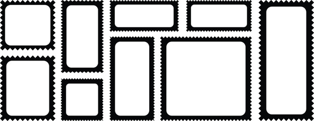 Set of Scallop edge rectangle Border frame collection. Wave scallop squiggle frames. Cloudy wave curve edge frame. Squiggle stories frame vector set. Vector Illustration.