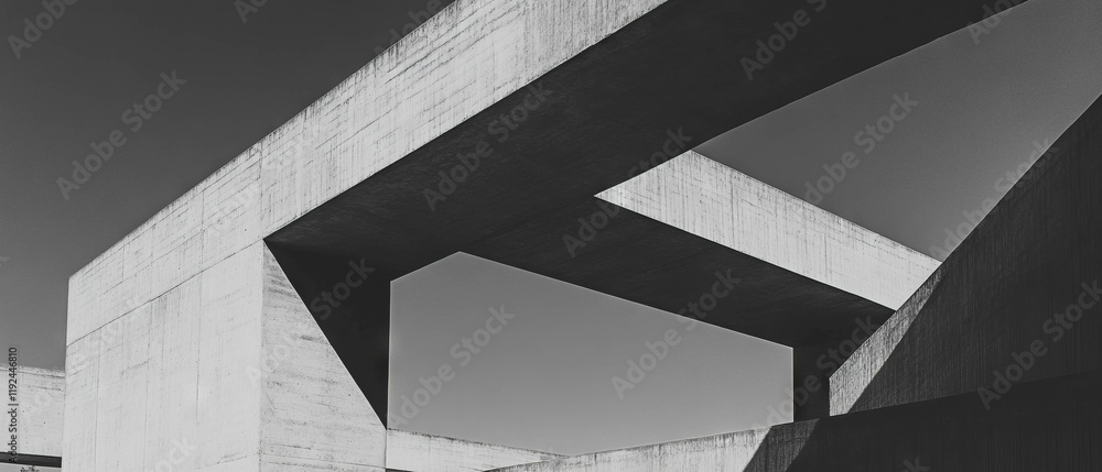 Aufkleber Angular lines and geometric volumes create a striking abstract architectural composition