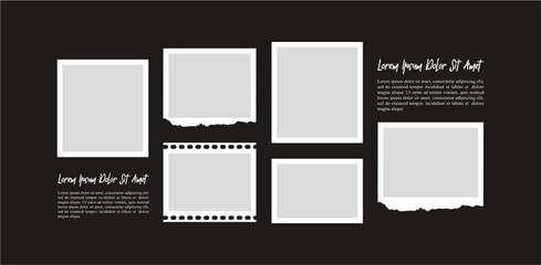 Pictures or photos frame collage layout abstract photo frames and digital photo wall template