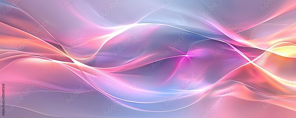 Poster Blurred abstract background idea. Abstract smooth waves with soft colors creating a dreamy, ethereal atmosphere.