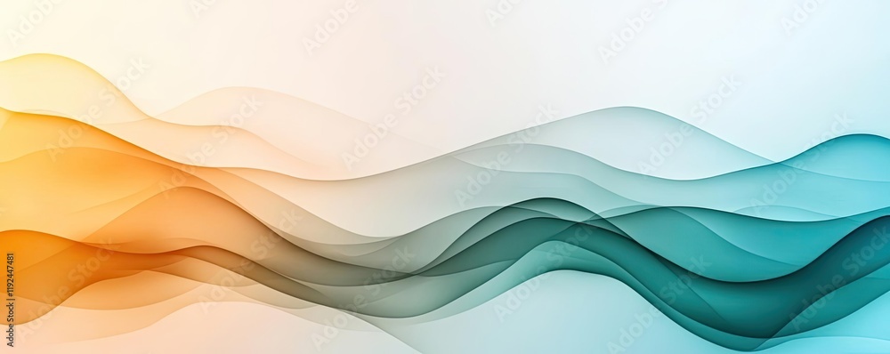 Aufkleber Blurred abstract background idea. Abstract wavy lines in orange and teal create a vibrant, modern background.