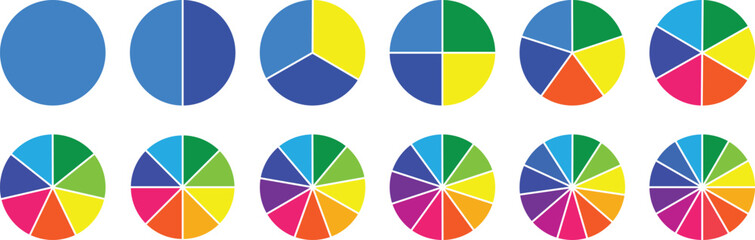 Obraz premium Pie chart set. Colorful diagram collection. Set of pie chart graph design. 