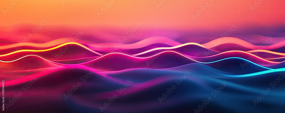 Poster Blurred abstract background idea. Vibrant waves of color blending smoothly, creating a mesmerizing abstract background.