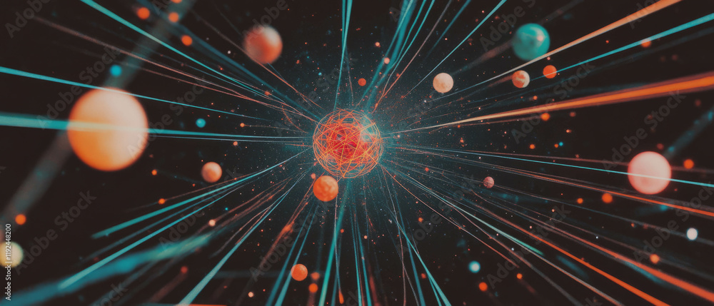 Poster Exploration of atomic symbols and radiating patterns in design