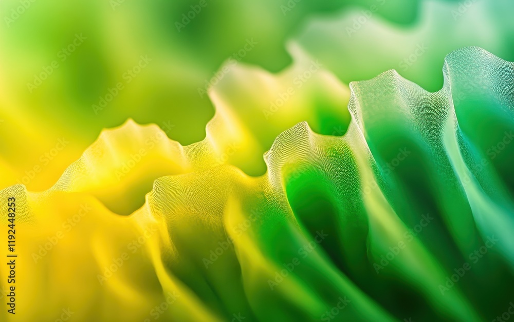 Poster abstract green and yellow gradient mesh with textured waves close-up