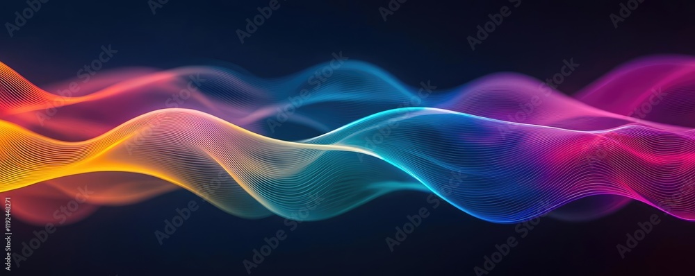 Poster Blurred abstract background idea. Colorful wavy lines create a dynamic and vibrant abstract background design.