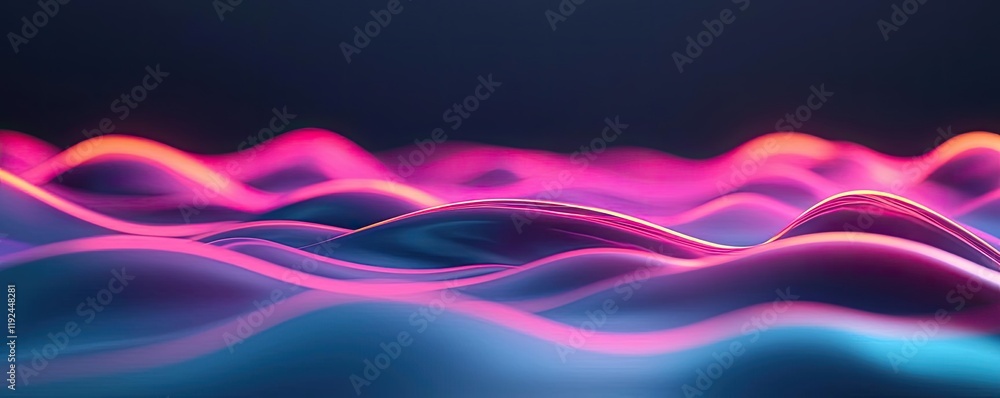 Poster Blurred abstract background idea. Vibrant abstract waves in pink and blue create a dynamic visual experience.