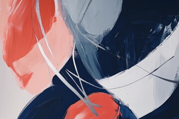 Abstract art with bold shapes and colors in blue, orange, and gray tones perfect for modern decor, background design, or creative inspiration in visual projects.