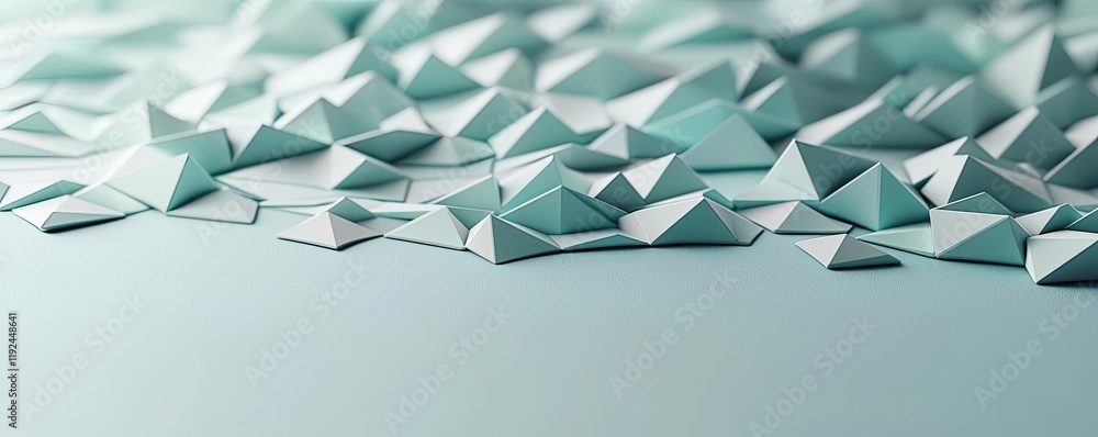 Poster Triangle abstract background concept. Abstract geometric shapes in soft teal create a modern and artistic background.