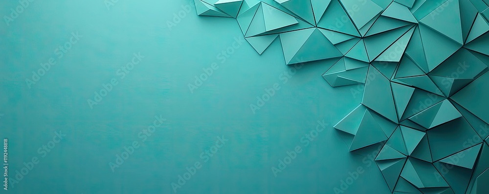 Leinwandbilder Triangle abstract background concept. Abstract geometric pattern with teal background and 3D triangular shapes.