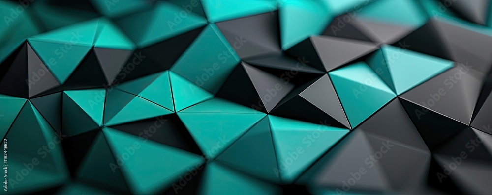 Poster Triangle abstract background concept. Abstract geometric background with teal and black triangular shapes, creating depth and texture.
