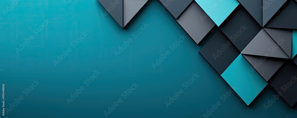 Poster Triangle abstract background concept. Abstract geometric shapes in teal and black create a modern, captivating design.