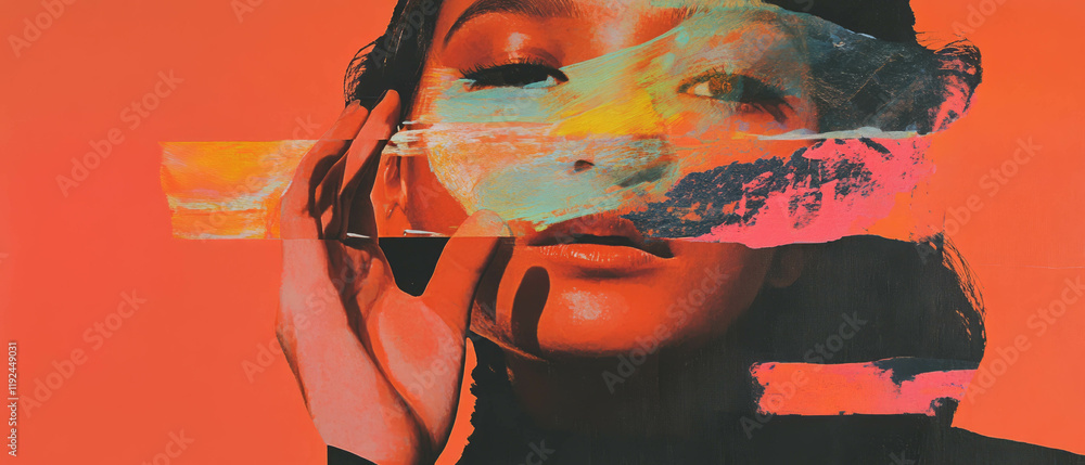 Poster bold graphic imprints create a striking visual impact on a vivid background