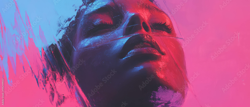Aufkleber vibrant colors and bold brushstrokes create an expressive artwork with a textured canvas