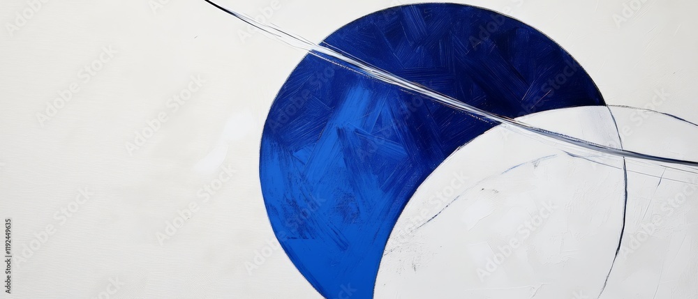 Poster abstract blue circle design with curved lines creating modern art piece. ideal for backgrounds, wall