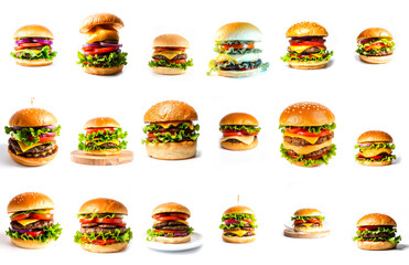 Hamburger. Icons collection on white background.