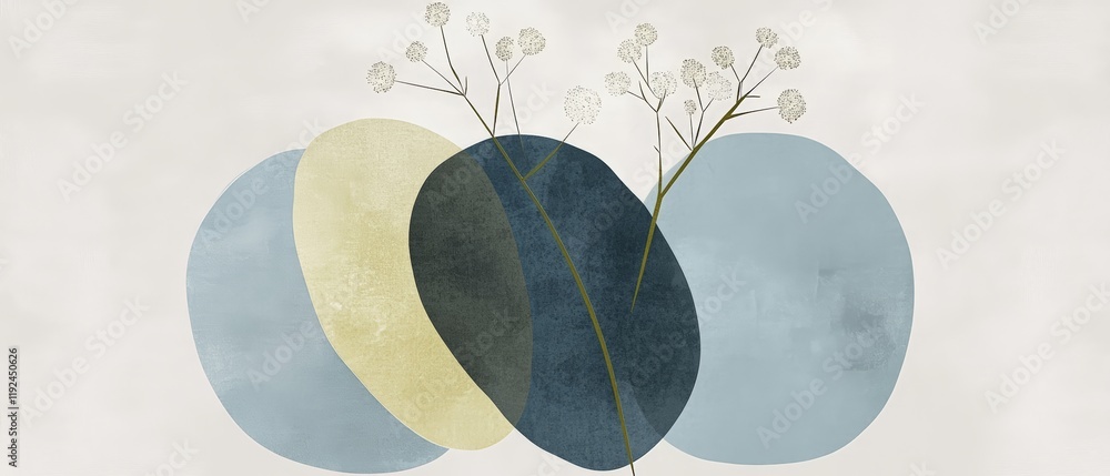 Aufkleber abstract design featuring overlapping circles in soft colors with delicate floral elements. suitable