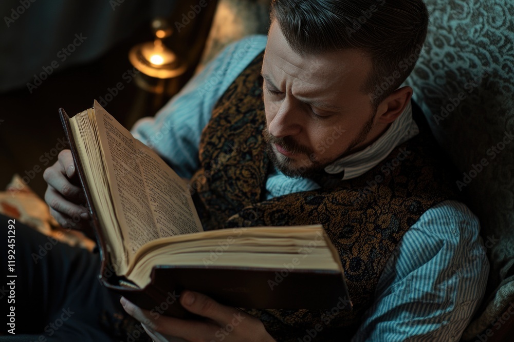 Poster a person sitting in a chair reading a book, perfect for use in editorial or lifestyle contexts