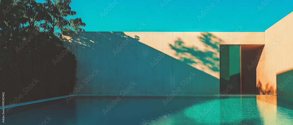Poster Intersecting clean lines and minimal details create a harmonious balance in a serene space