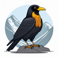Obraz premium Alpine chough hornet flat design. isolated on white background 