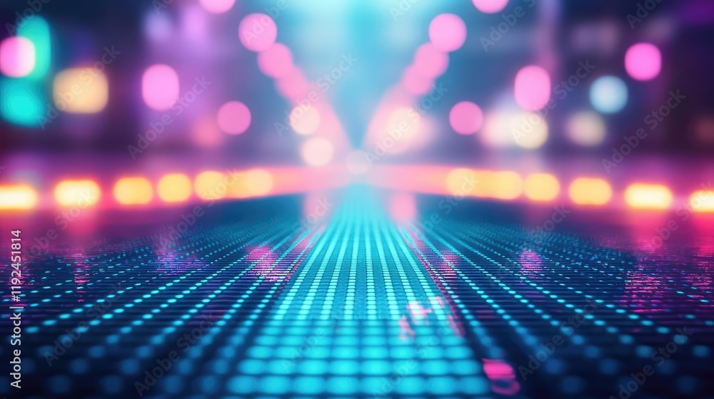 Aufkleber blurred abstract background idea. vibrant neon lights illuminate a digital landscape with colorful r