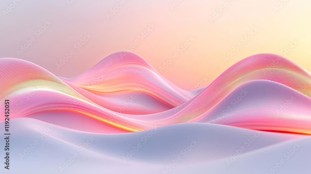 Poster blurred abstract background idea. a serene landscape of flowing pink and white waves, evoking a sens