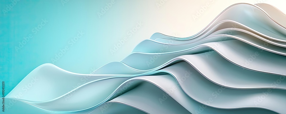 Poster Blurred abstract background idea. Soft wave patterns in calming blue tones create a serene visual ambiance.