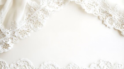 Fototapeta premium Elegant White Lace and Fabric Border Design