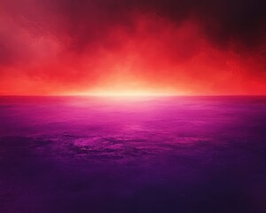 Fototapeta premium Dramatic Horizon Fiery Sky Meets Deep Violet Ocean, Abstract Landscape.