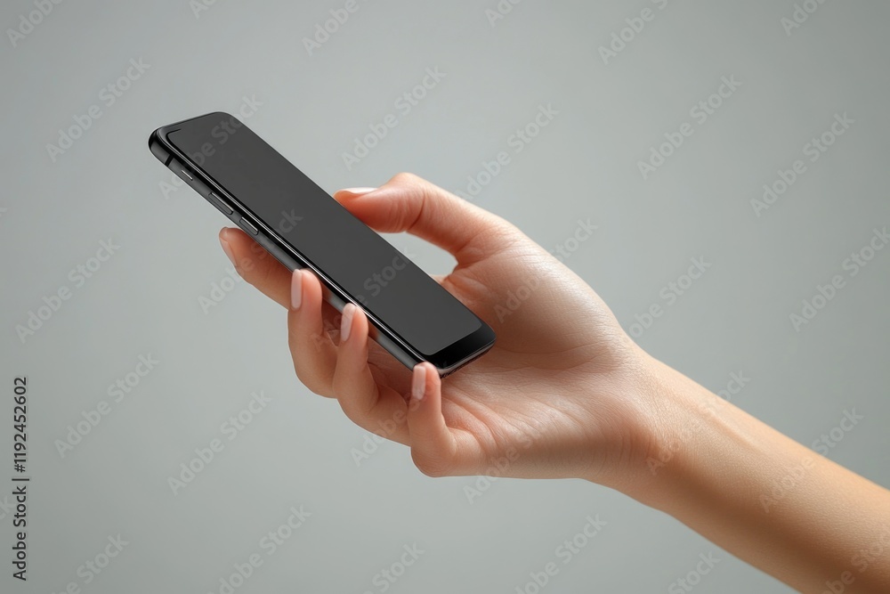 Poster a person holding a cell phone, suitable for use as a generic illustration or for representing someon