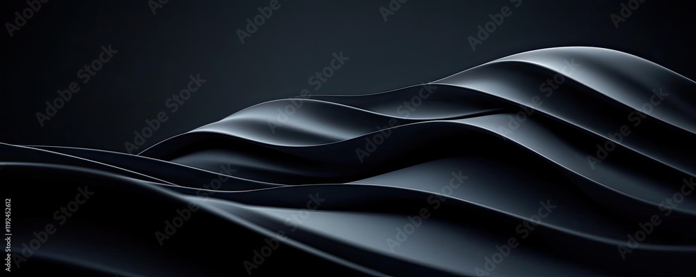 Aufkleber Cloudy abstract background concept. Abstract black waves creating a sense of depth and elegance in fluid design.