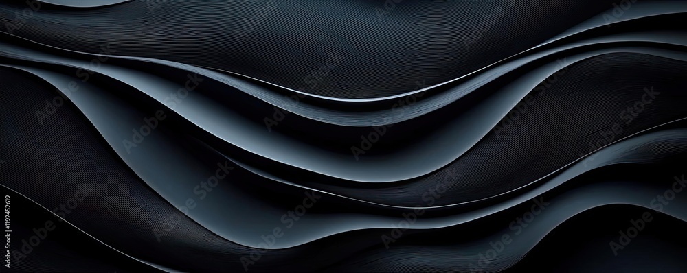 Aufkleber Cloudy abstract background concept. Abstract design featuring elegant black waves creating a smooth and flowing texture.