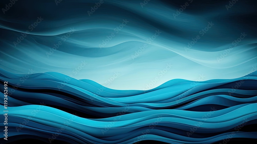 Poster Cloudy abstract background concept. A serene depiction of flowing blue waves creating a calm and tranquil atmosphere.