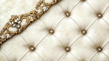 Ornate Gold Trim Adorns Cream Upholstered Furniture
