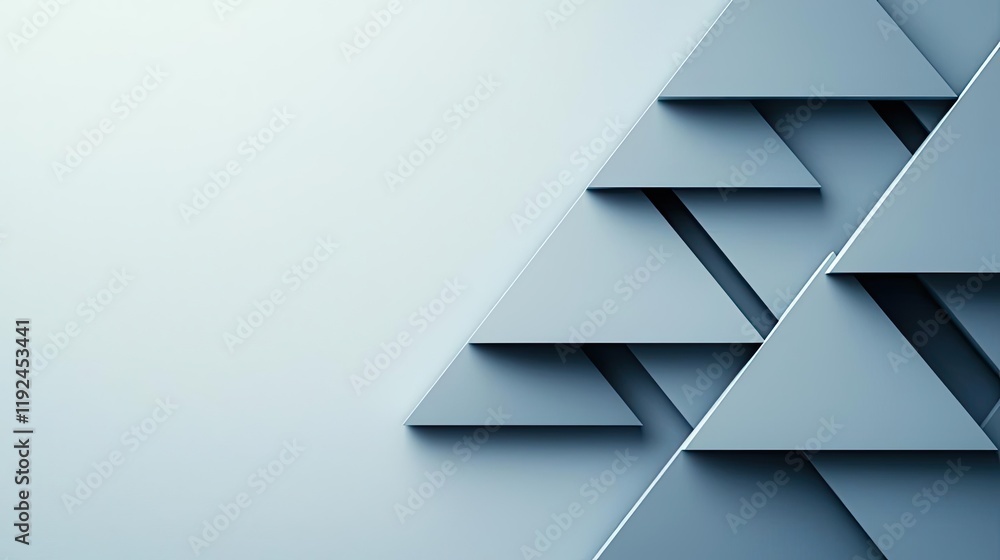 Aufkleber Triangle abstract background concept. Abstract geometric composition with layered triangles in subtle blue tones.