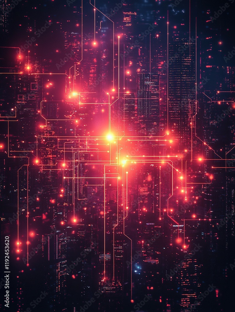 Aufkleber glowing circuit board with data flow, digital background